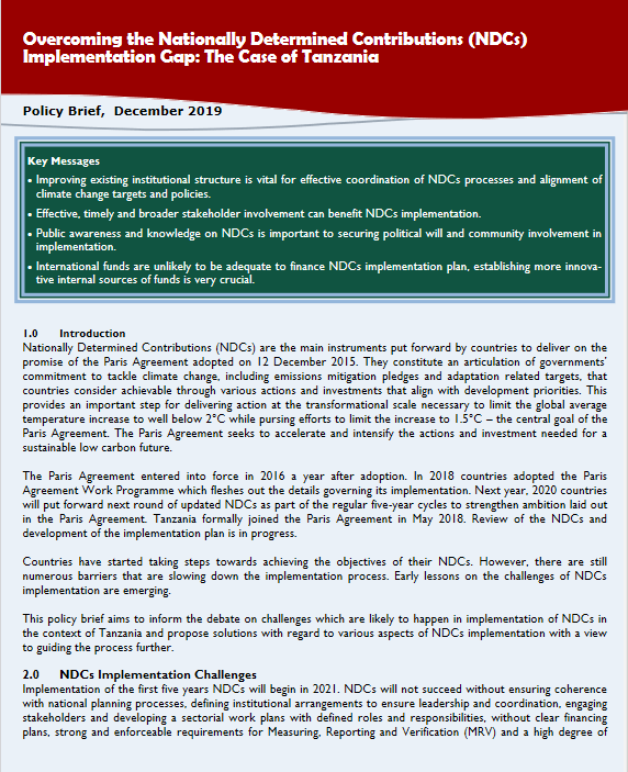 Policy brief Tanzania